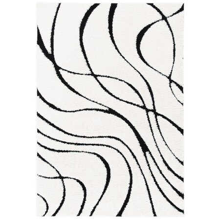 Safavieh 11 x 15 ft. Shag Power Loomed Rectangle Area Rug; Ivory & Black SG471-1290-1115